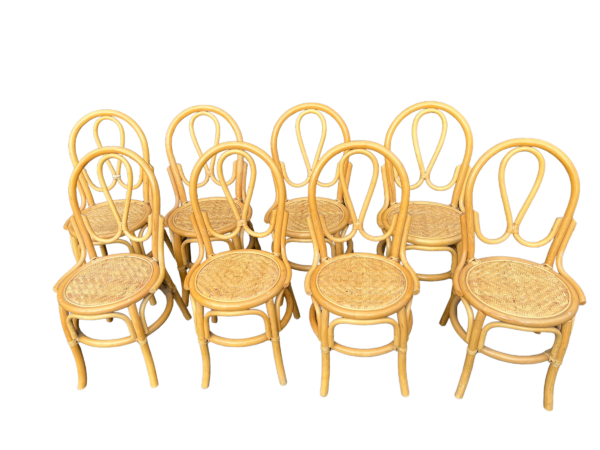 8 chaises en bamboo