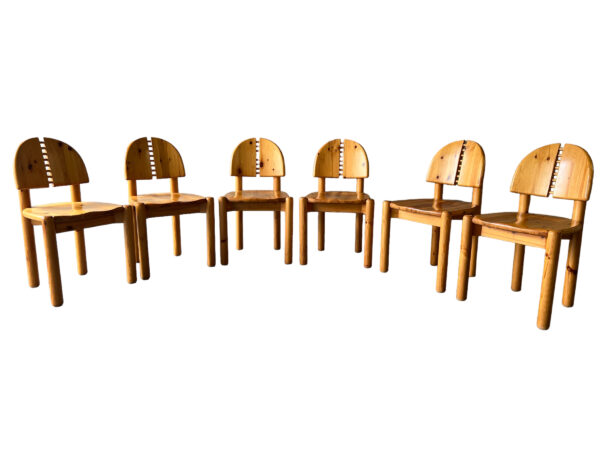 6 chaises en bois massif par Rainer Daumiller