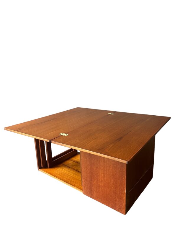 Table Basse pliante Mid-Century en Teck avec Meuble de Bar McIntosh