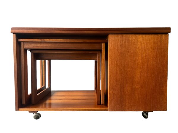 Table Basse pliante Mid-Century en Teck avec Meuble de Bar McIntosh