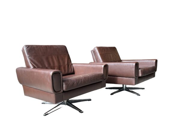 Fauteuils pivotant mid-century brun