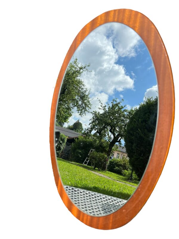 miroir en teck de forme ovale