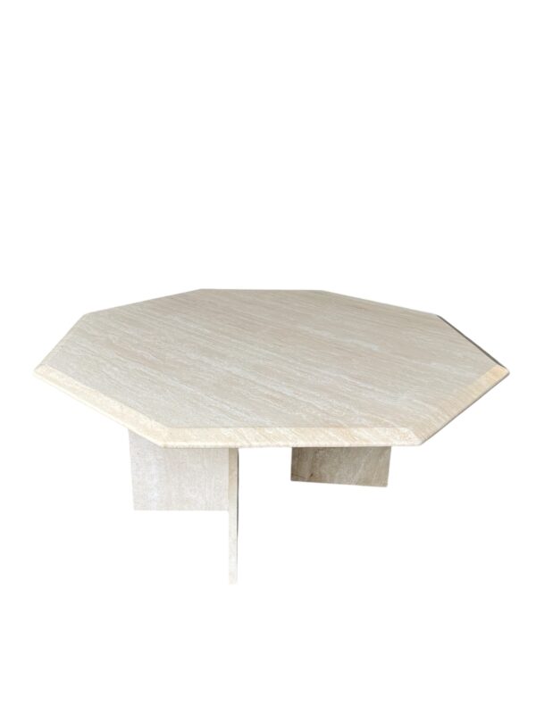 Table basse en travertin de forme octogonale