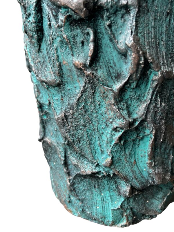 Grand vase texturé vert turquoise