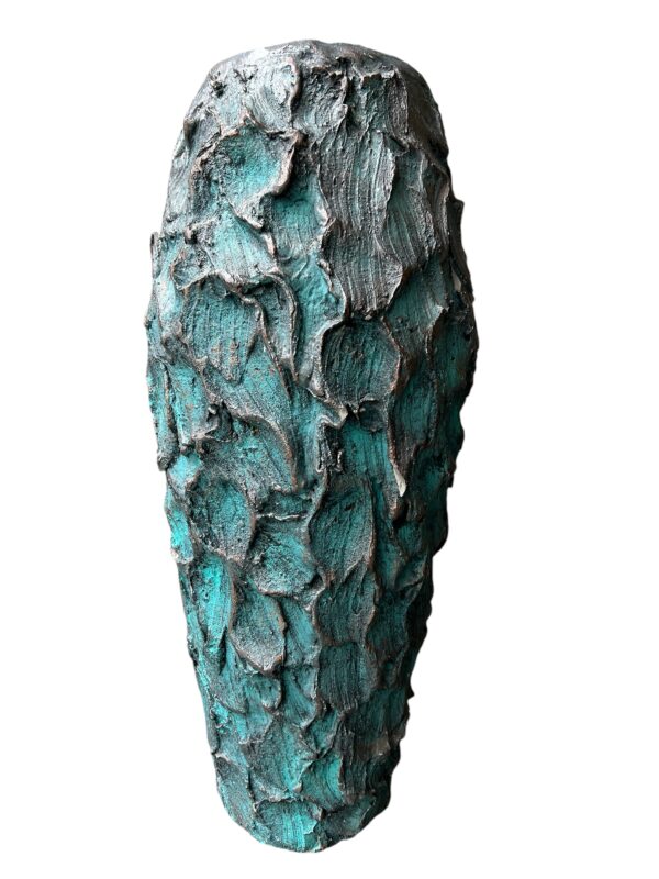 Grand vase texturé vert turquoise