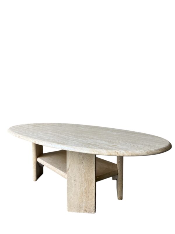 Table basse en travertin de forme ovale