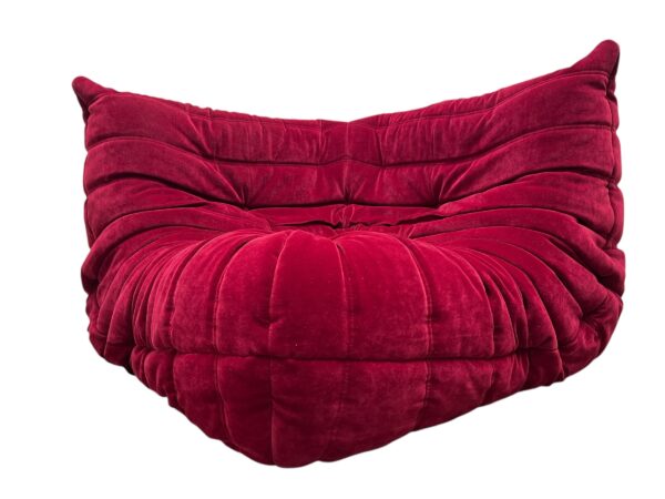 Ensemble de 4 pièces de canapés en tissu velours de couleur rouge sang