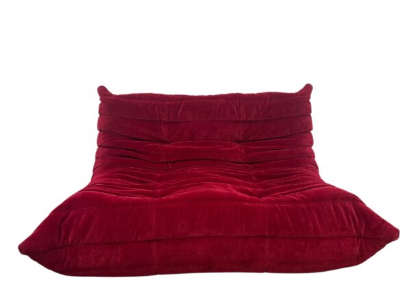 Ensemble de 4 pièces de canapés en tissu velours de couleur rouge sang