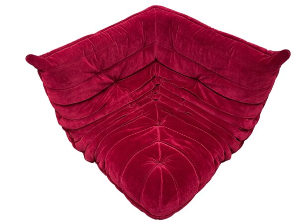 Ensemble de 4 pièces de canapés en tissu velours de couleur rouge sang