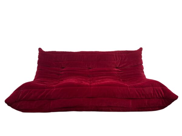 Ensemble de 4 pièces de canapés en tissu velours de couleur rouge sang