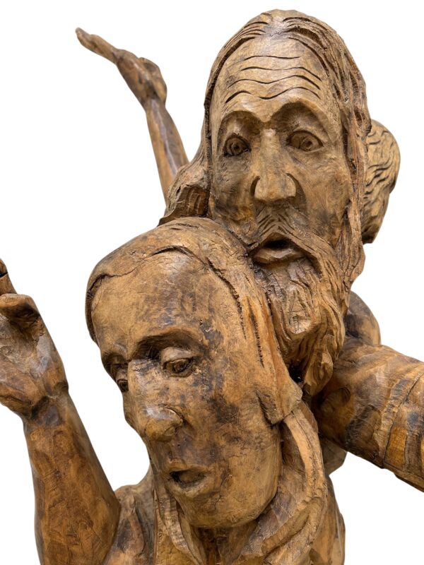 Sculpture en bois des 3 hommes