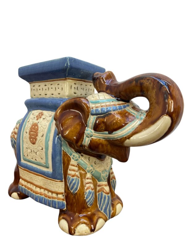 éléphant décoratif marron, porte plante en céramique