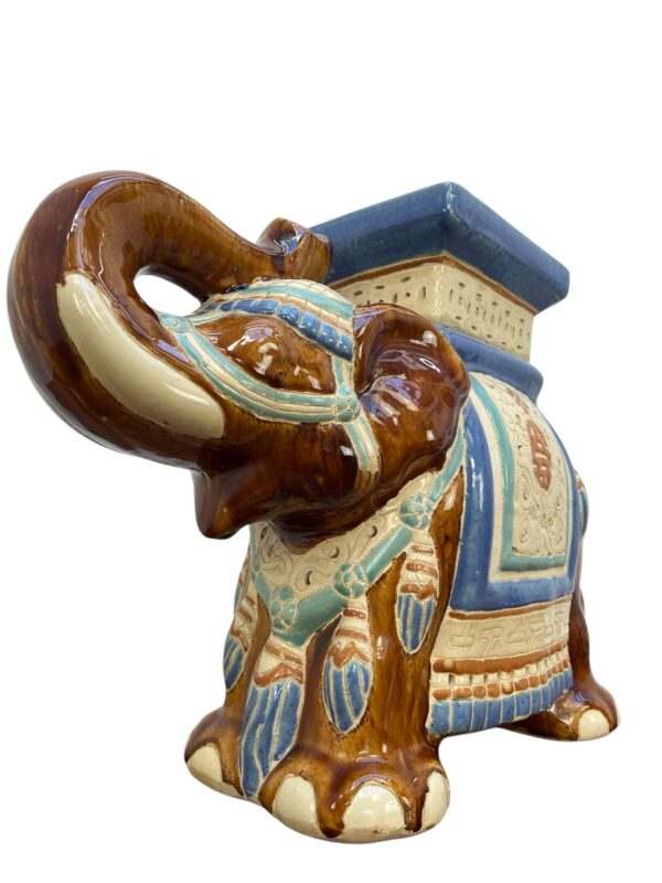 éléphant décoratif marron, porte plante en céramique