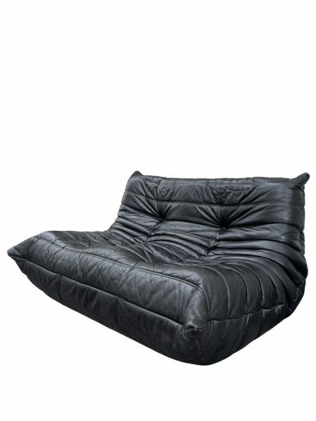 Canapés TOGO en cuir noir 2 places, Ligne Roset