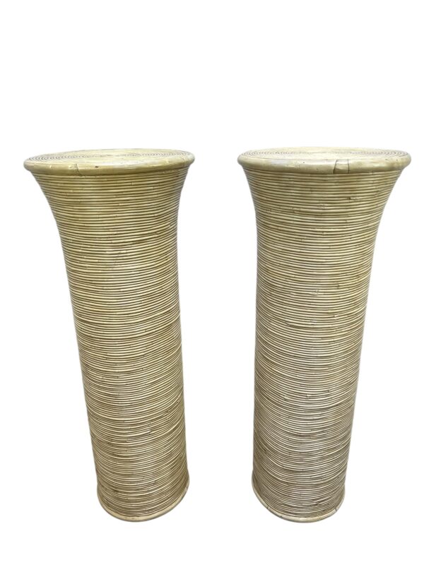 Paire de colonne en rotin