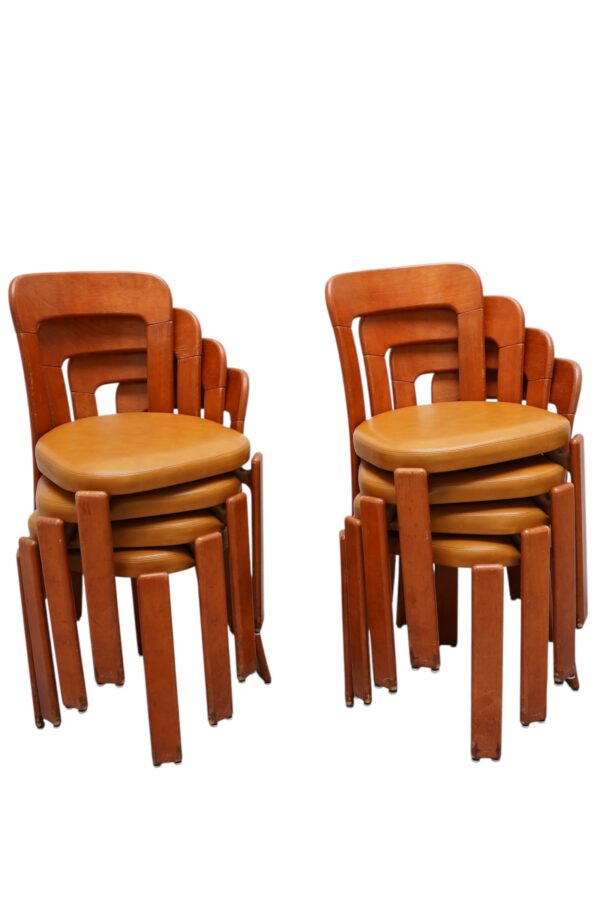 Ensemble de 8 chaises de Bruno Rey fabriquées par la maison Suisse "Dietiker" vers 1970's.