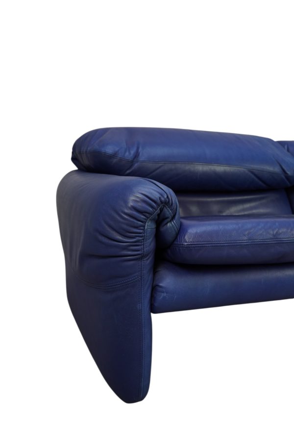 Set de Canapés Maralunga en cuir bleu, Vico Magistretti pour Cassina