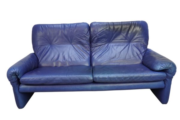 Set de Canapés Maralunga en cuir bleu, Vico Magistretti pour Cassina