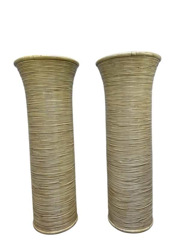 Paire de colonne en rotin
