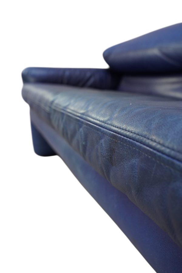 Set de Canapés Maralunga en cuir bleu, Vico Magistretti pour Cassina