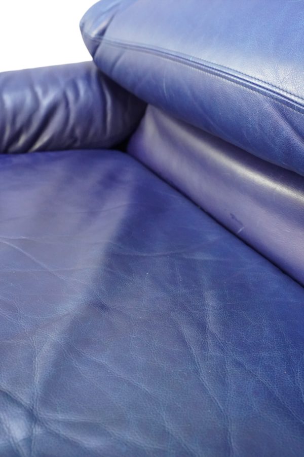 Set de Canapés Maralunga en cuir bleu, Vico Magistretti pour Cassina