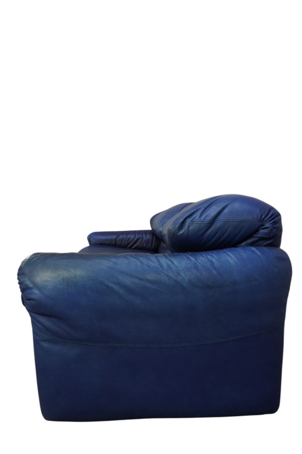 Set de Canapés Maralunga en cuir bleu, Vico Magistretti pour Cassina