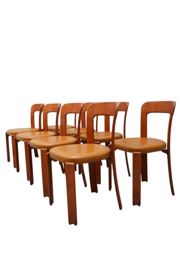 Ensemble de 8 chaises de Bruno Rey fabriquées par la maison Suisse "Dietiker" vers 1970's.