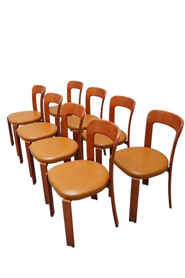 Ensemble de 8 chaises de Bruno Rey fabriquées par la maison Suisse "Dietiker" vers 1970's.