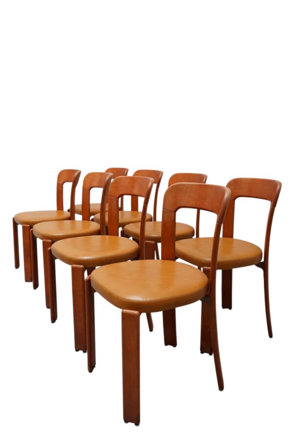 Ensemble de 8 chaises de Bruno Rey fabriquées par la maison Suisse "Dietiker" vers 1970's.