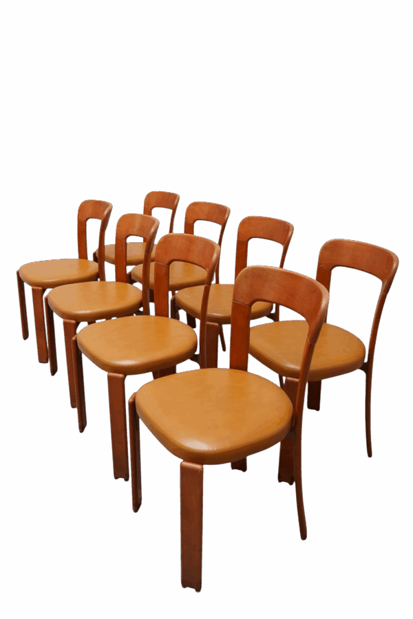 Ensemble de 8 chaises de Bruno Rey fabriquées par la maison Suisse "Dietiker" vers 1970's.
