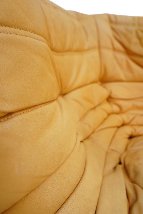 Ensemble de 5 pièces de canapés TOGO en cuir jaune, Ligne Roset