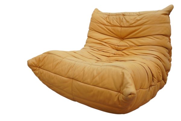 Ensemble de 5 pièces de canapés TOGO en cuir jaune, Ligne Roset
