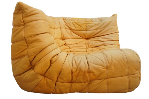 Ensemble de 5 pièces de canapés TOGO en cuir jaune, Ligne Roset