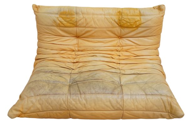 Ensemble de 5 pièces de canapés TOGO en cuir jaune, Ligne Roset