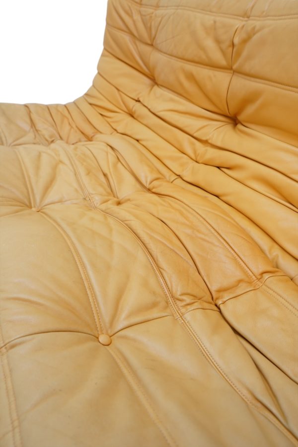 Ensemble de 5 pièces de canapés TOGO en cuir jaune, Ligne Roset