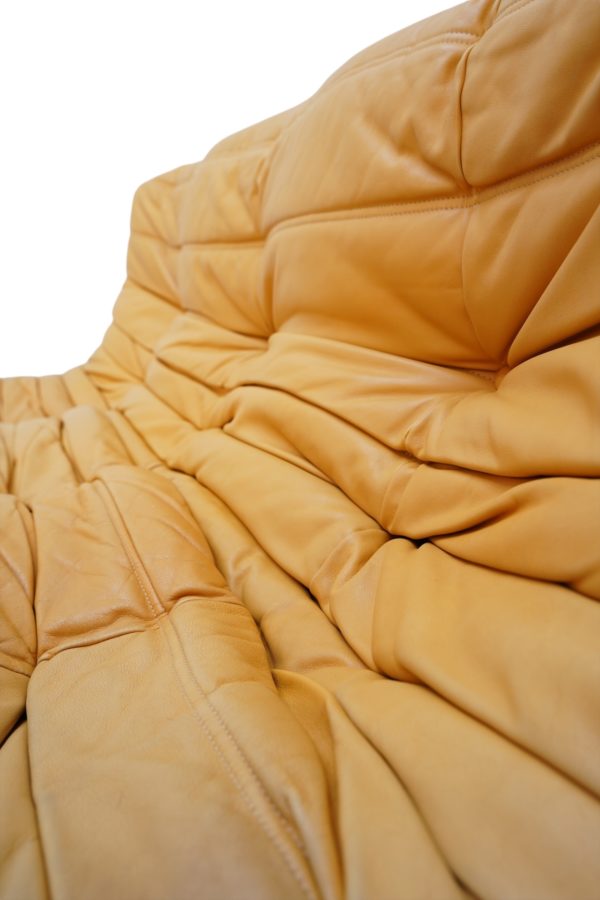 Ensemble de 5 pièces de canapés TOGO en cuir jaune, Ligne Roset