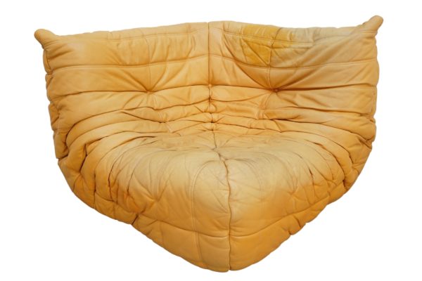 Ensemble de 5 pièces de canapés TOGO en cuir jaune, Ligne Roset
