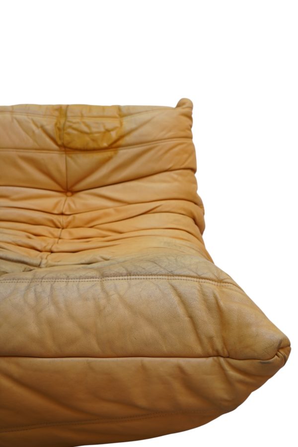 Ensemble de 5 pièces de canapés TOGO en cuir jaune, Ligne Roset