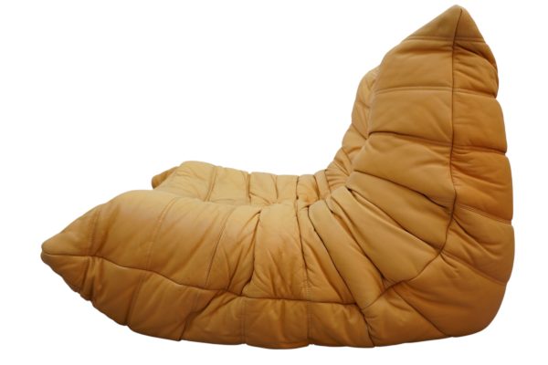 Ensemble de 5 pièces de canapés TOGO en cuir jaune, Ligne Roset