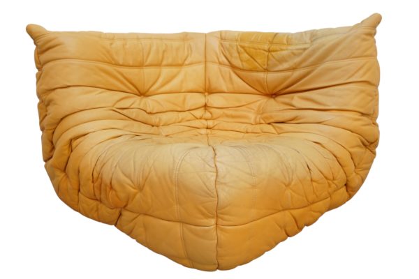 Ensemble de 5 pièces de canapés TOGO en cuir jaune, Ligne Roset
