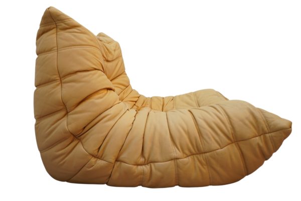 Ensemble de 5 pièces de canapés TOGO en cuir jaune, Ligne Roset