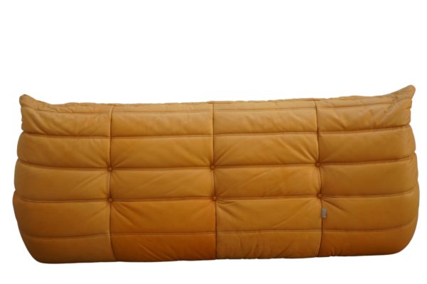 Ensemble de 5 pièces de canapés TOGO en cuir jaune, Ligne Roset
