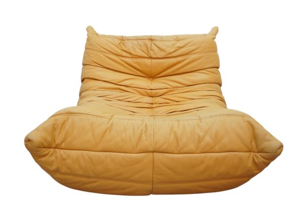 Ensemble de 5 pièces de canapés TOGO en cuir jaune, Ligne Roset