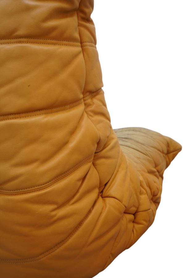 Ensemble de 5 pièces de canapés TOGO en cuir jaune, Ligne Roset