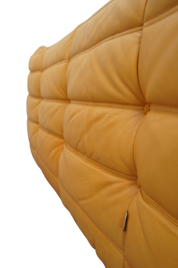 Ensemble de 5 pièces de canapés TOGO en cuir jaune, Ligne Roset