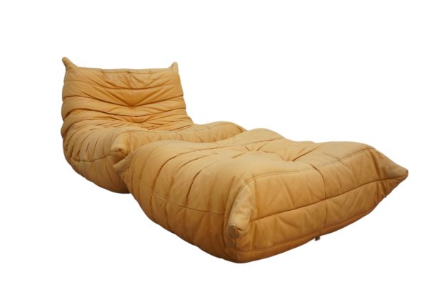 Ensemble de 5 pièces de canapés TOGO en cuir jaune, Ligne Roset
