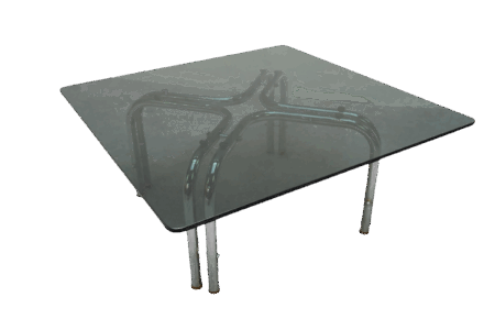 Table basse en verre fumé et chrome, 1970's