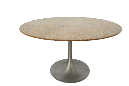 Table de salle à manger marbré, pied tulipe, 1970's