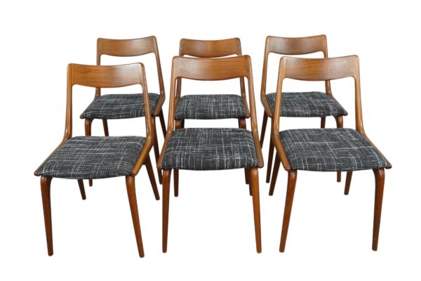 Ensemble de 6 chaises de salle à manger boomerang conçues par Alfred et Erik Christiansen pour Slagelse