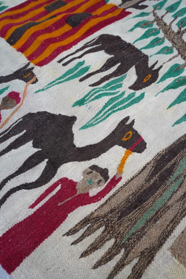Tapisserie en laine tissée dans le style d'Evelyn Ackerman